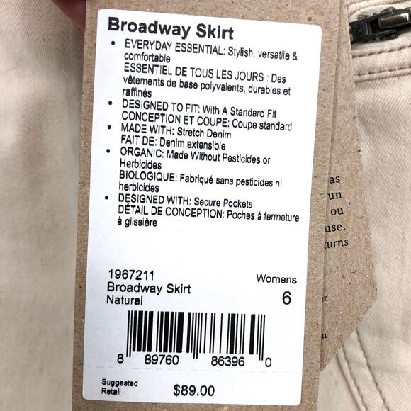 PRANA Women's Broadway Denim Pencil Skirt Size 6 Cream Natural Stretch NWT - Picture 8 of 8